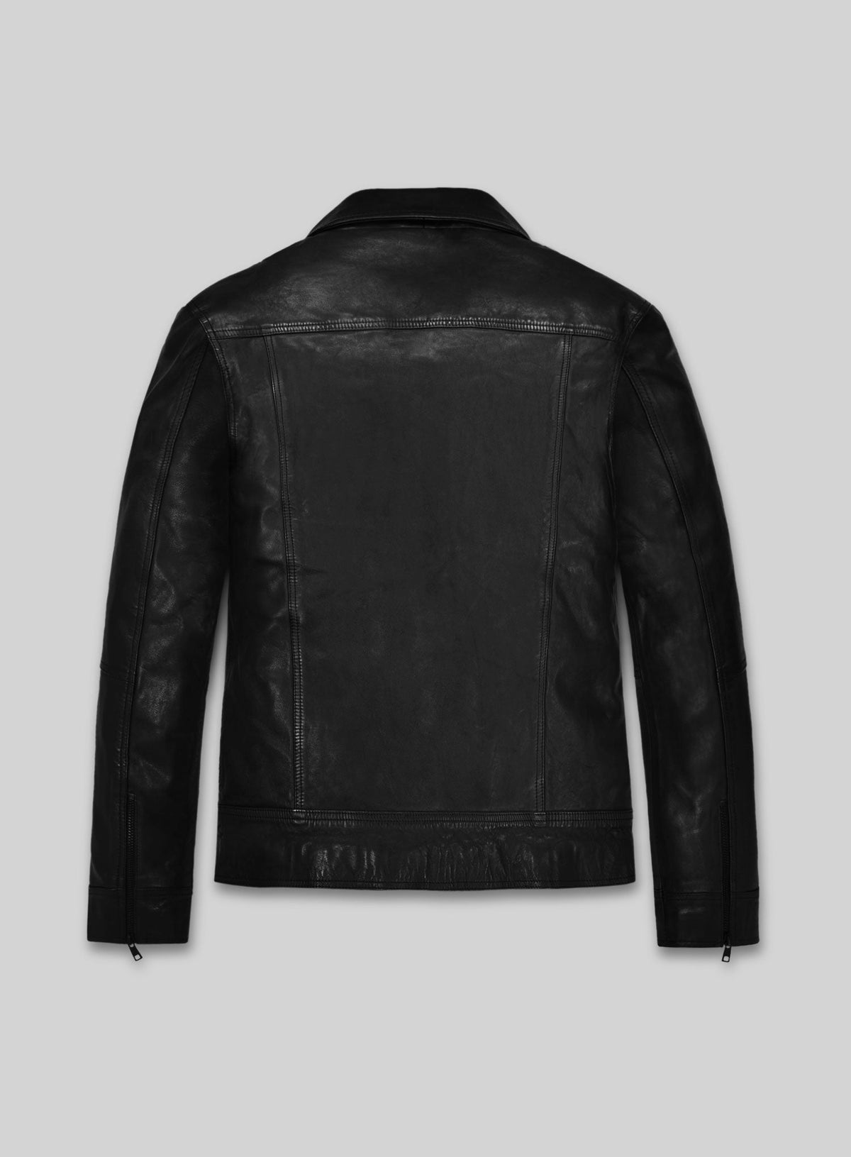 Sam Worthington Black Biker Leather Jacket – back view