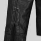 Sam Worthington Black Biker Leather Jacket – close-up and worn views