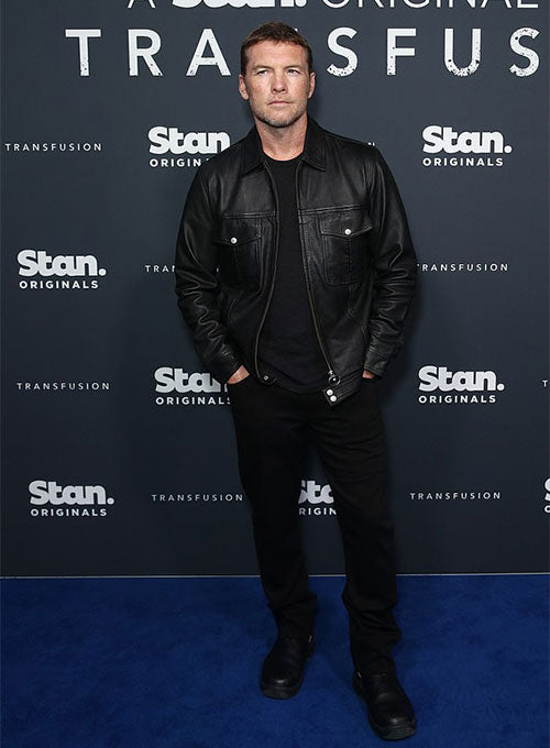 Sam Worthington Transfusion premiere Black Leather Jacket – Sam Worthington celebrity photo in Transfusion premiere