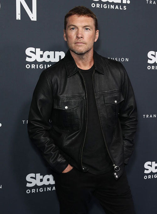 Sam Worthington Transfusion premiere Black Leather Jacket – Sam Worthington wearing the look, photo 3