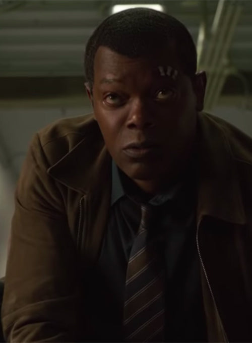 Samuel L. Jackson Captain Marvel Black Leather Jacket – leather colour swatch