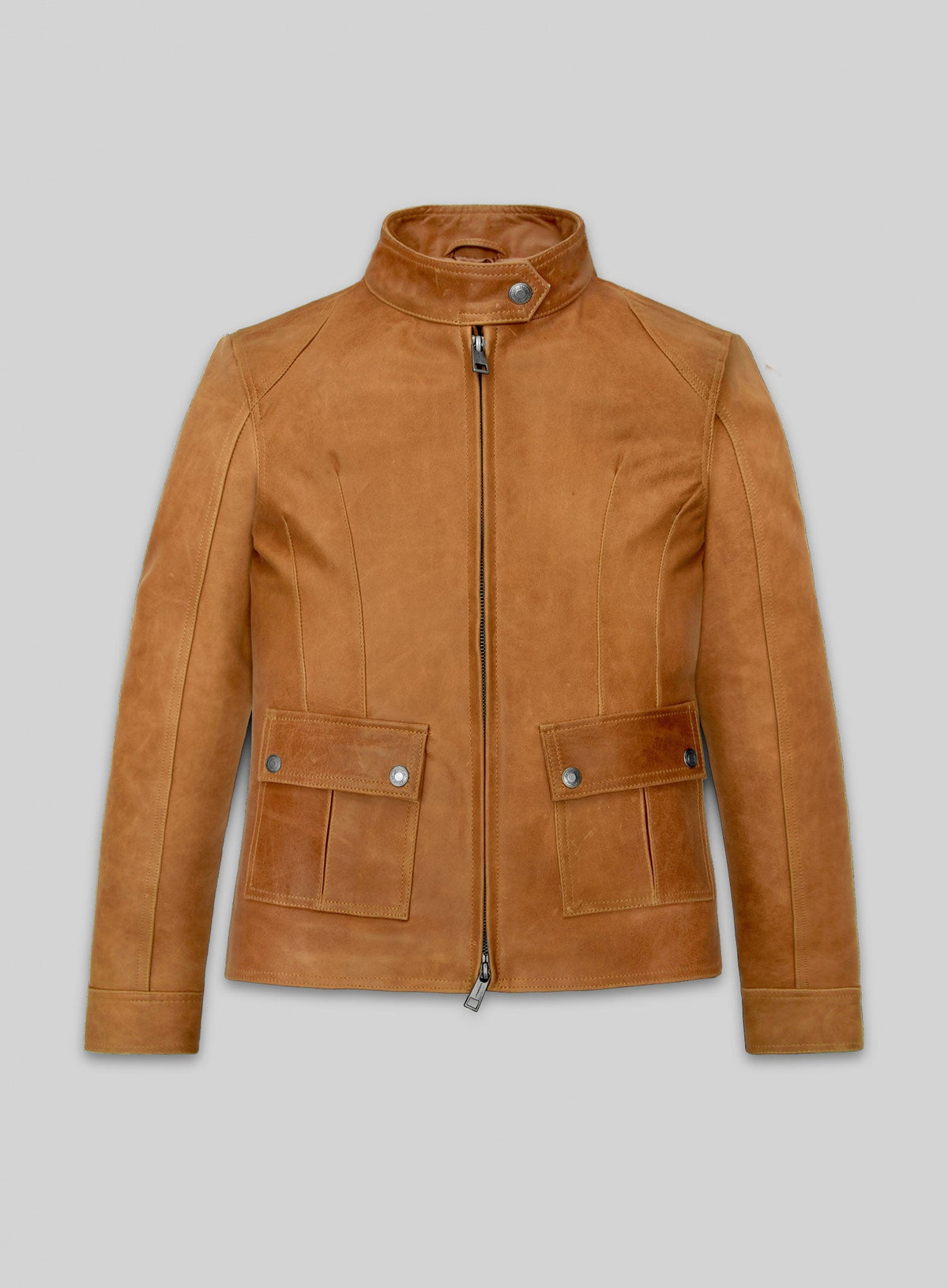 Scarlett Johansson The Avengers Tan Leather Jacket – front view