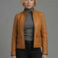 Scarlett Johansson The Avengers Tan Leather Jacket – alternate view