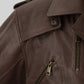 Scott Adkins The Expendables 2 Brown Leather Jacket – close-up detail of hardware and pockets