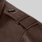 Scott Adkins The Expendables 2 Brown Leather Jacket – close-up detail of leather and stitching