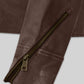 Scott Adkins The Expendables 2 Brown Leather Jacket – close-up detail of hardware and pockets