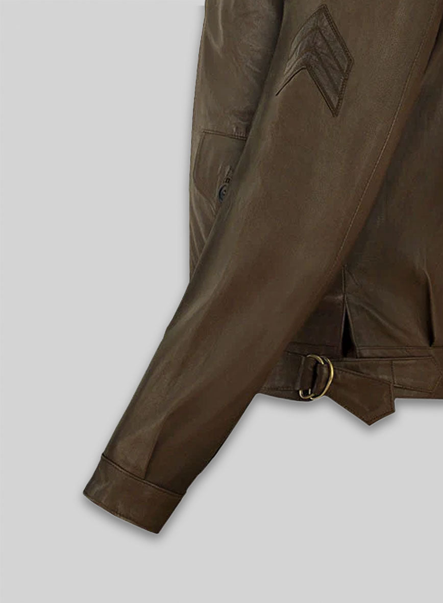 Scott Eastwood Fury Black Leather Jacket – close-up and worn views