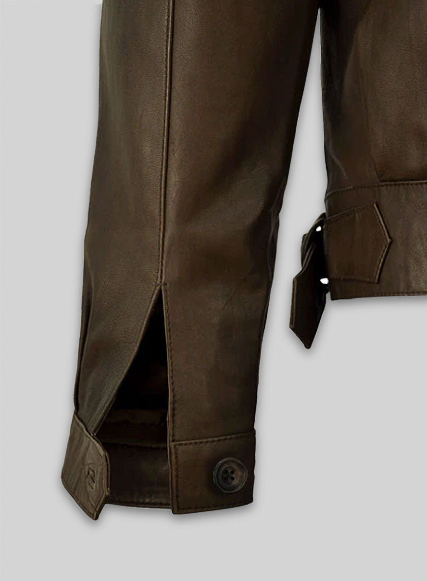 Scott Eastwood Fury Black Leather Jacket – close-up and worn views