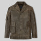 Scott Speedman Underworld Evolution Olive Brown Leather Blazer – front view
