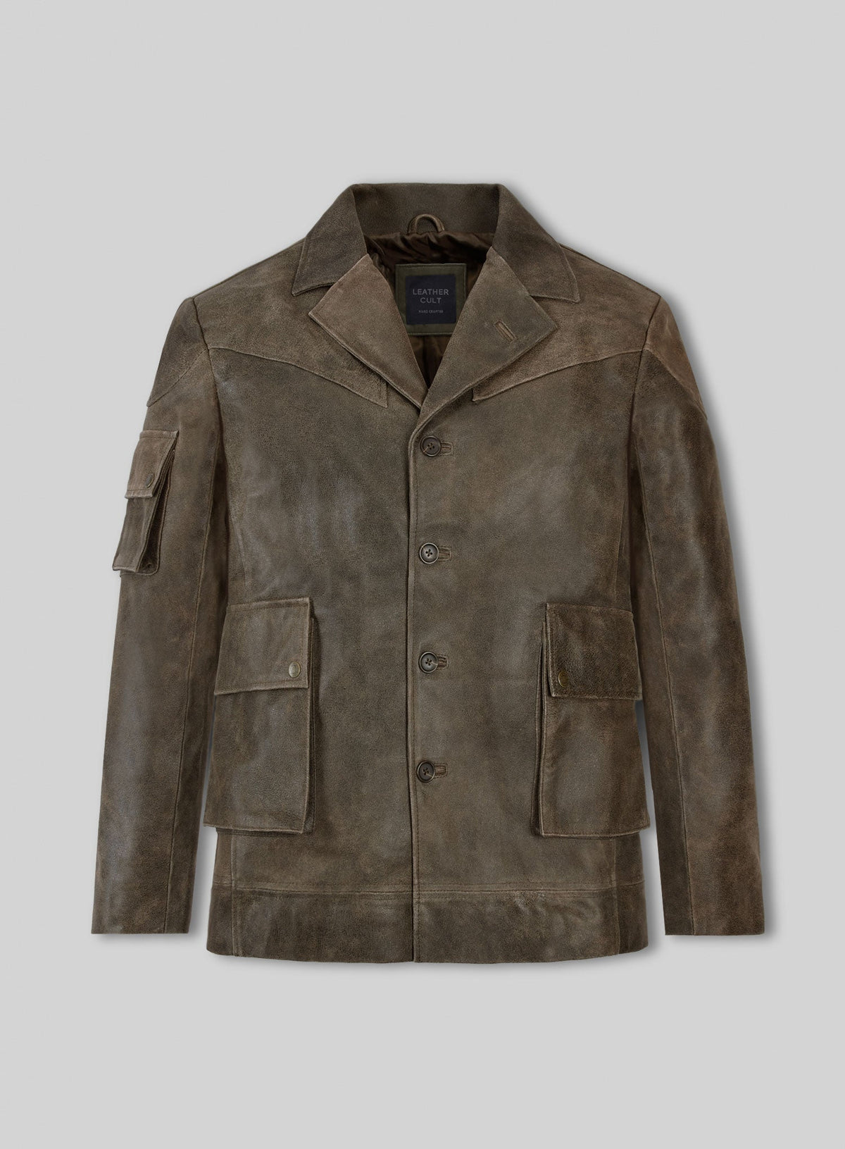 Scott Speedman Underworld Evolution Olive Brown Leather Blazer – front view