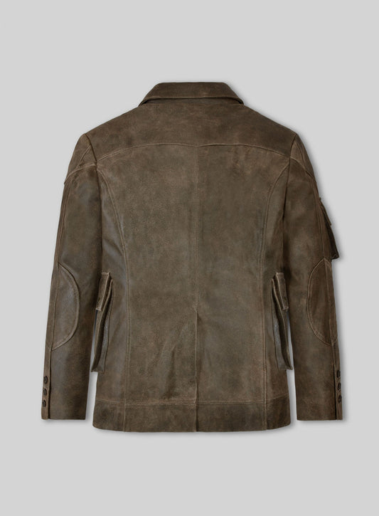 Scott Speedman Underworld Evolution Olive Brown Leather Blazer – back view