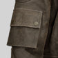 Scott Speedman Underworld Evolution Olive Brown Leather Blazer – close-up detail