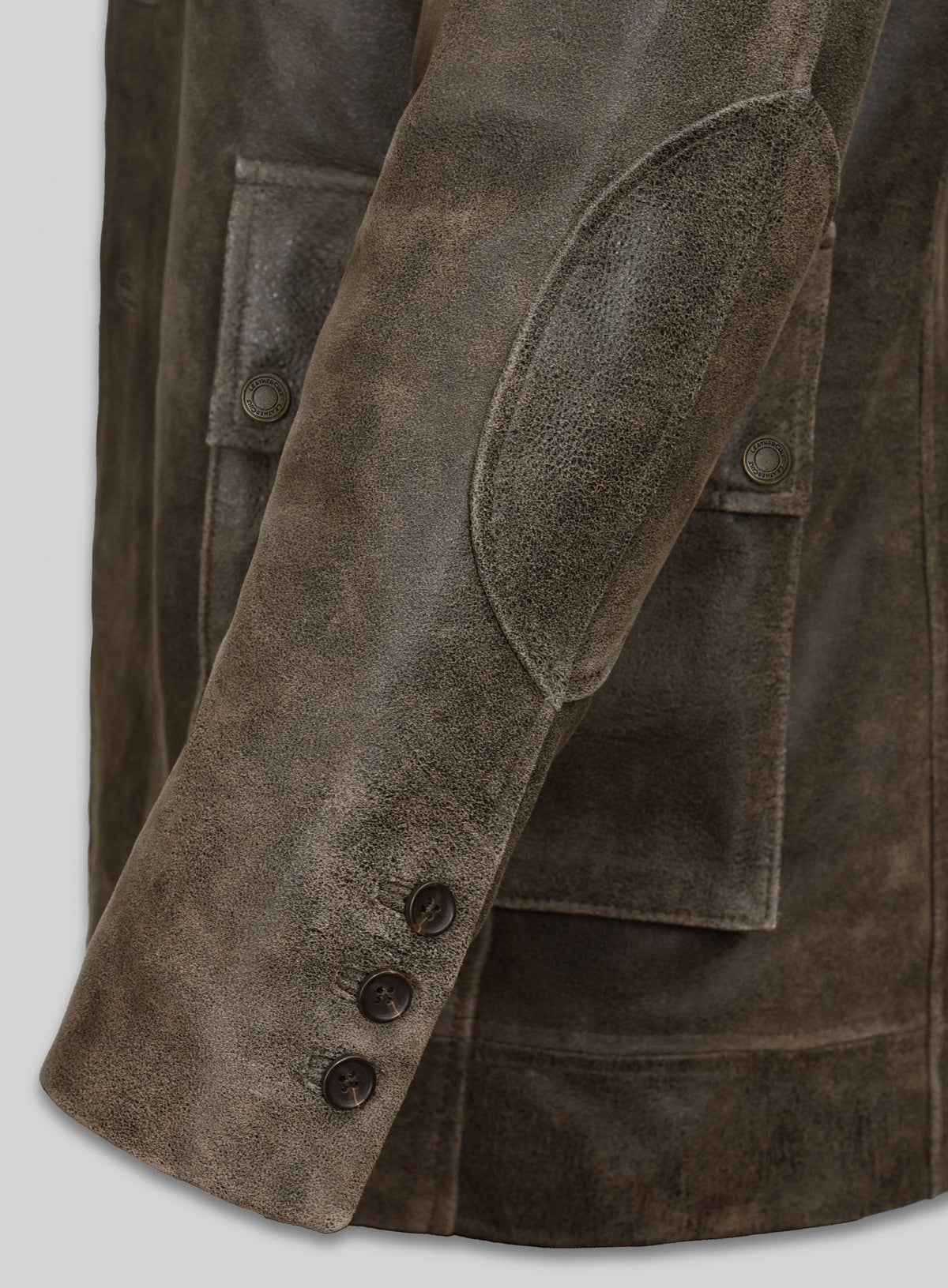 Scott Speedman Underworld Evolution Olive Brown Leather Blazer – second close-up detail