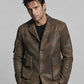 Scott Speedman Underworld Evolution Olive Brown Leather Blazer – worn on model