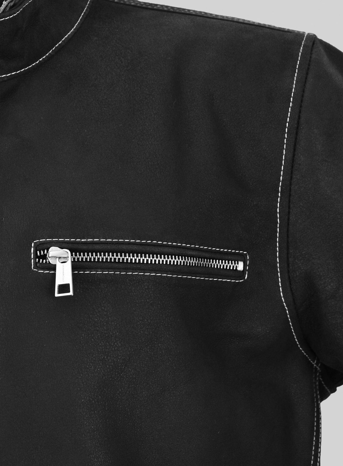 Scott Adkins El Gringo Black Leather Jacket – close-up detail of leather and stitching
