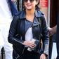 Selena Gomez New York Black Leather Jacket – front view