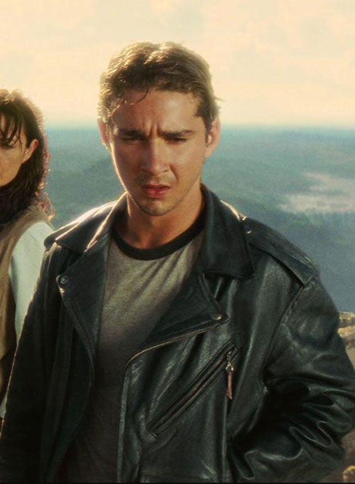 Shia Labeouf Indiana Jones 4 Black Leather Jacket – Shia Labeouf wearing the look, photo 2