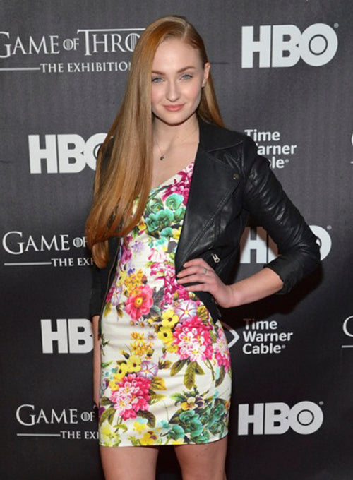 Sophie Turner Black Leather Jacket – alternate view