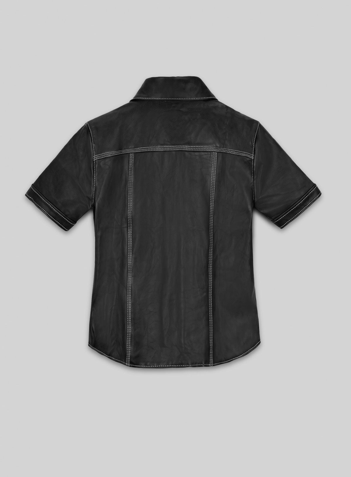 Sophie Turner Black Leather Shirt – back view