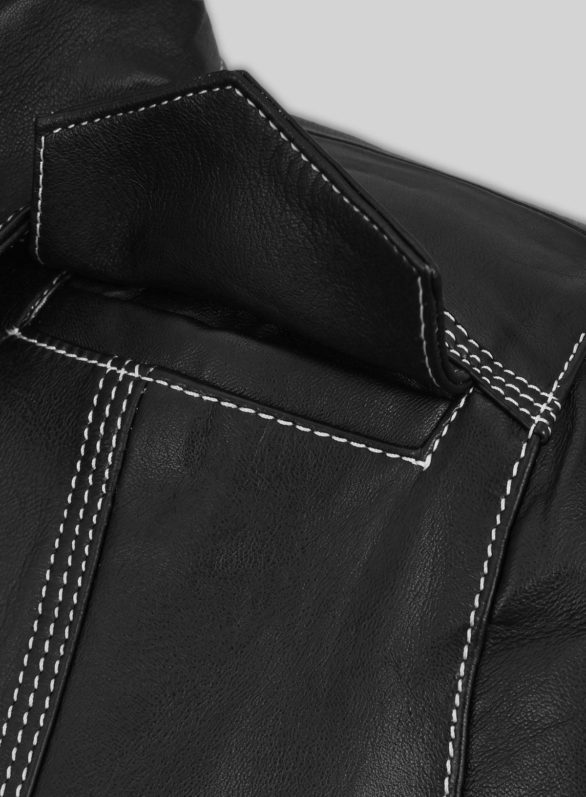 Sophie Turner Black Leather Shirt – close-up and worn views