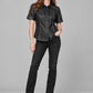 Sophie Turner Black Leather Shirt – full product view