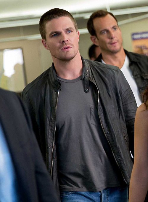 Stephen Amell Teenage Mutant Ninja Turtles Black Leather Jacket – alternate view