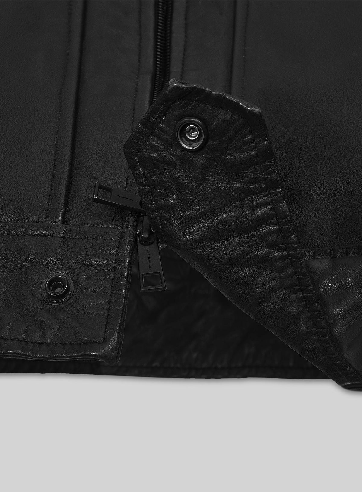 Steve Burton General Hospital Black Leather Jacket – close-up and worn views