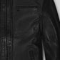 Steve Burton General Hospital Black Leather Jacket – close-up detail of front closure, pocket and leather stitching