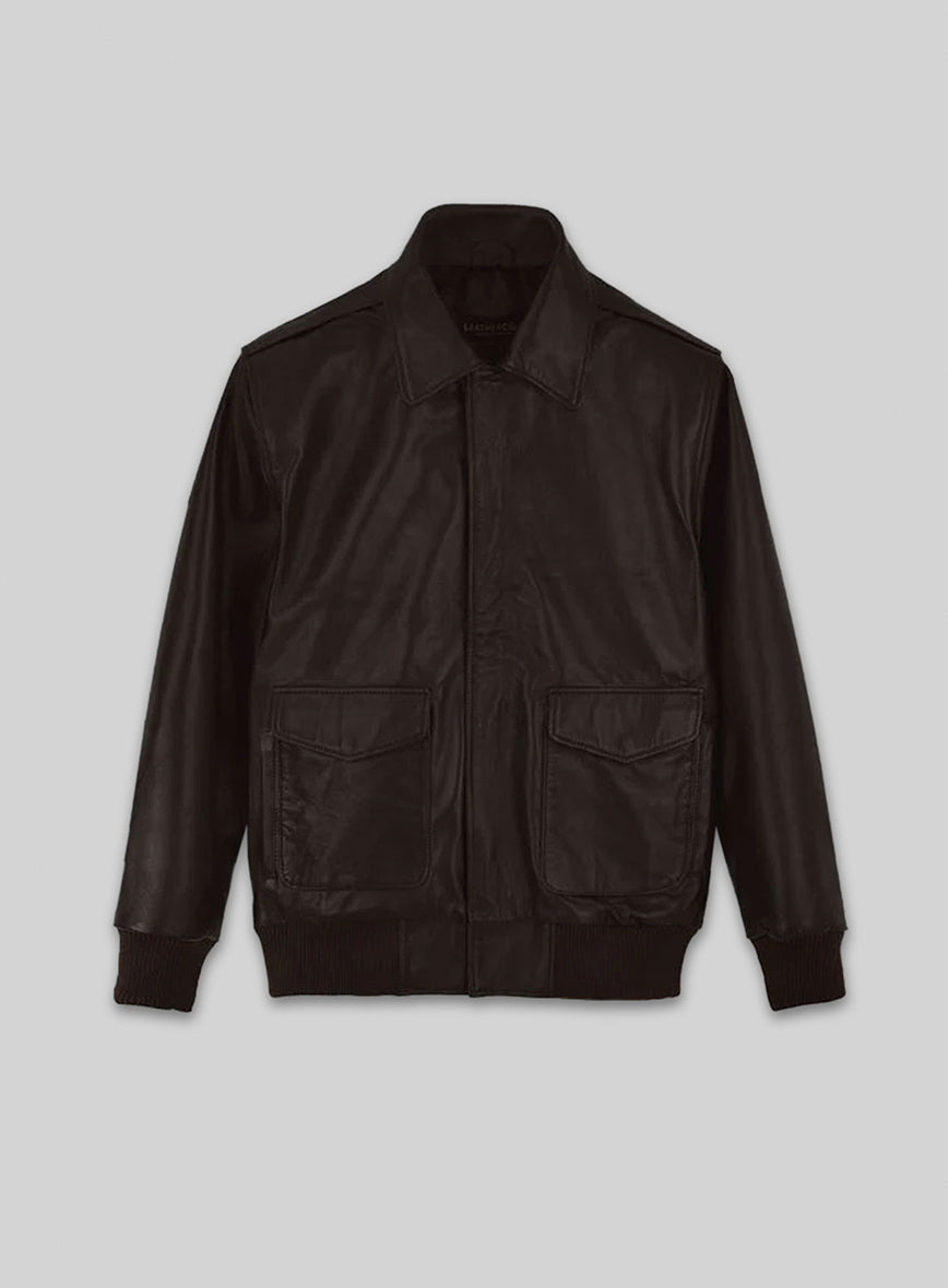 Steve Carell Welcome to Marwen Black Bomber Leather Jacket – front view