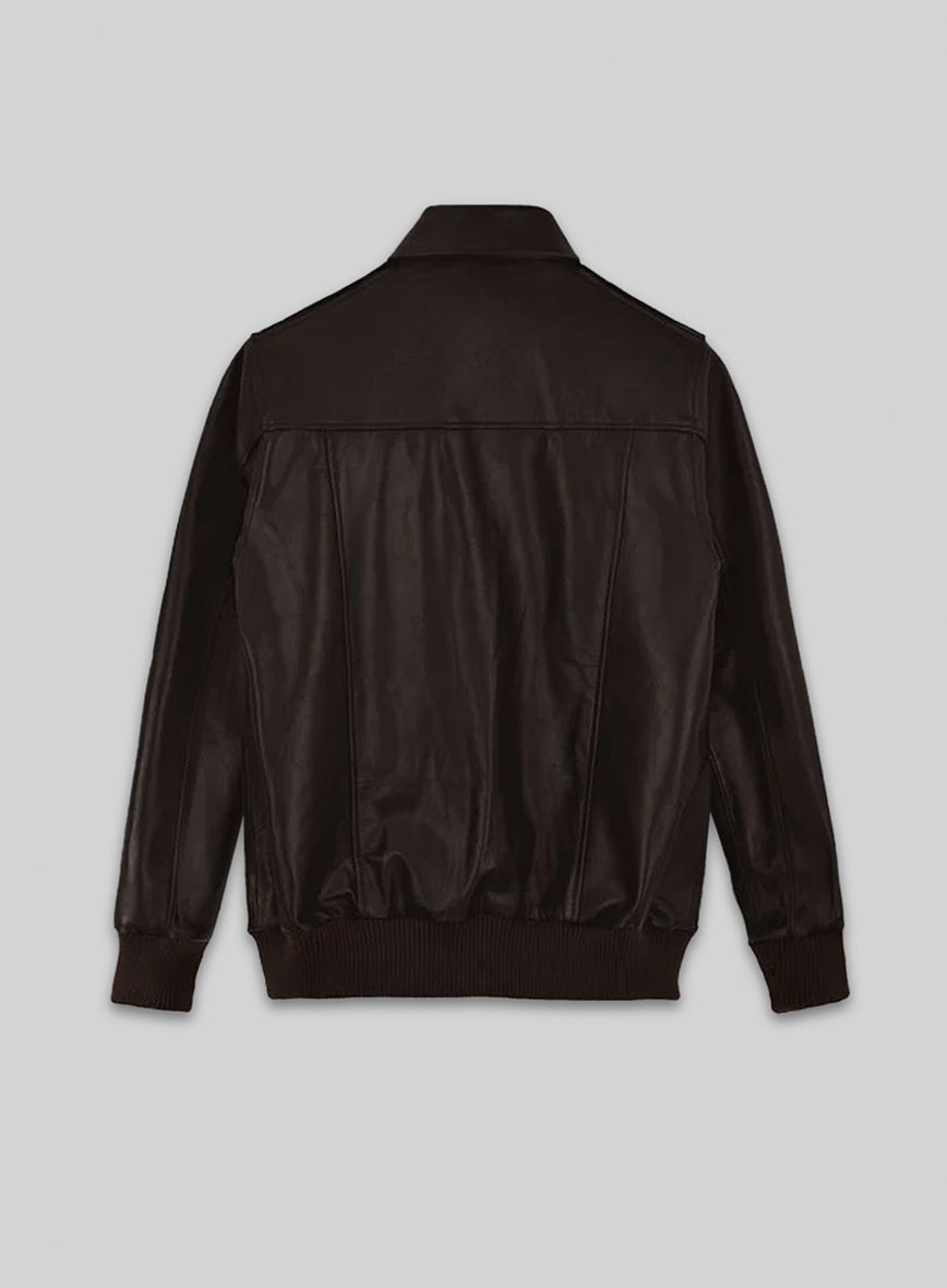Steve Carell Welcome to Marwen Black Bomber Leather Jacket – back view