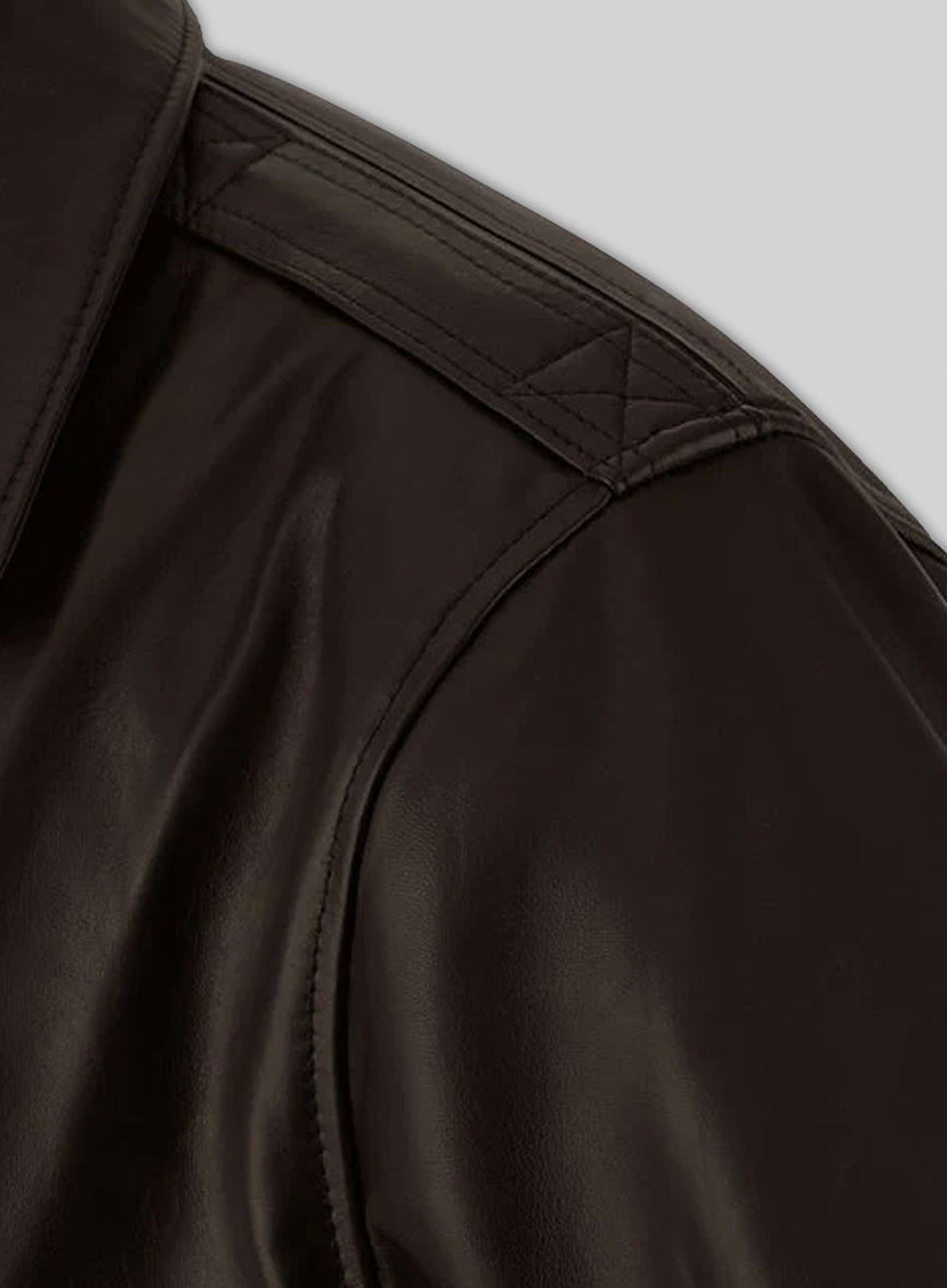 Steve Carell Welcome to Marwen Black Bomber Leather Jacket – close-up and worn views