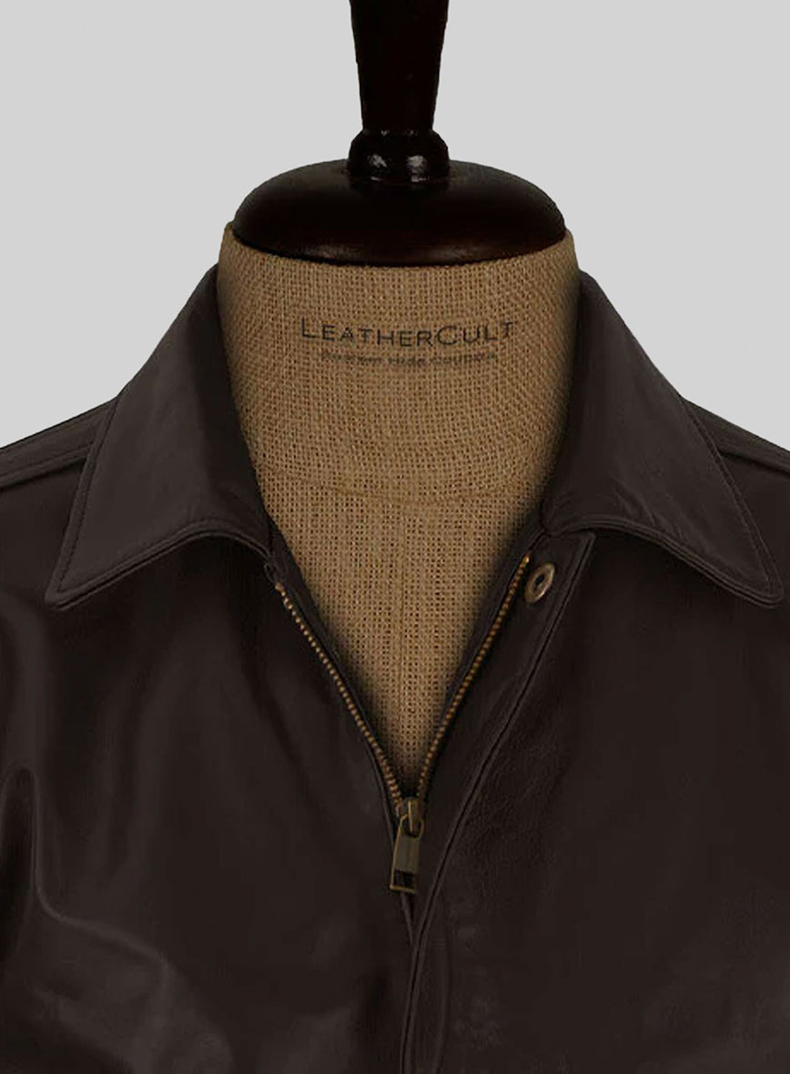 Steve Carell Welcome to Marwen Black Bomber Leather Jacket – close-up and worn views