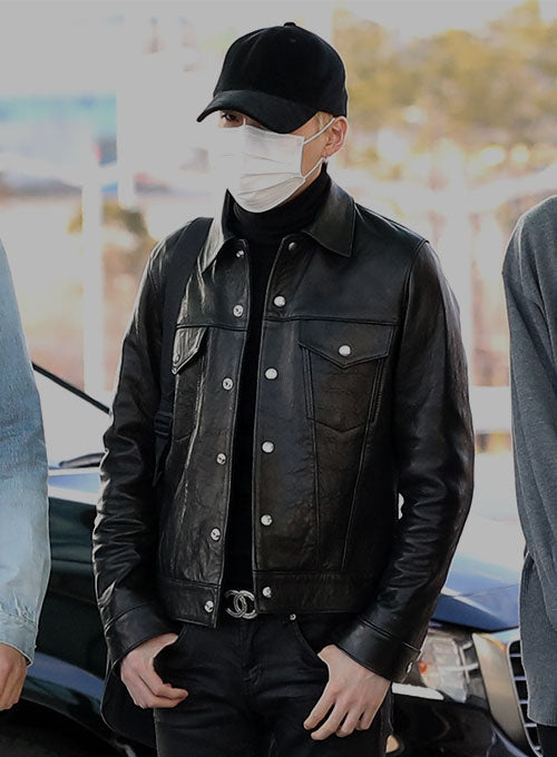 Suga Black Leather Jacket – Suga celebrity photo