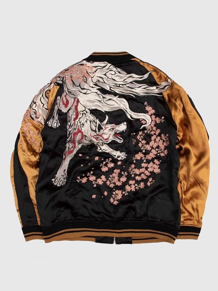 Japanese Fox Embroidered Sukajan - Sublimation Jacket ( Recreated Edition )