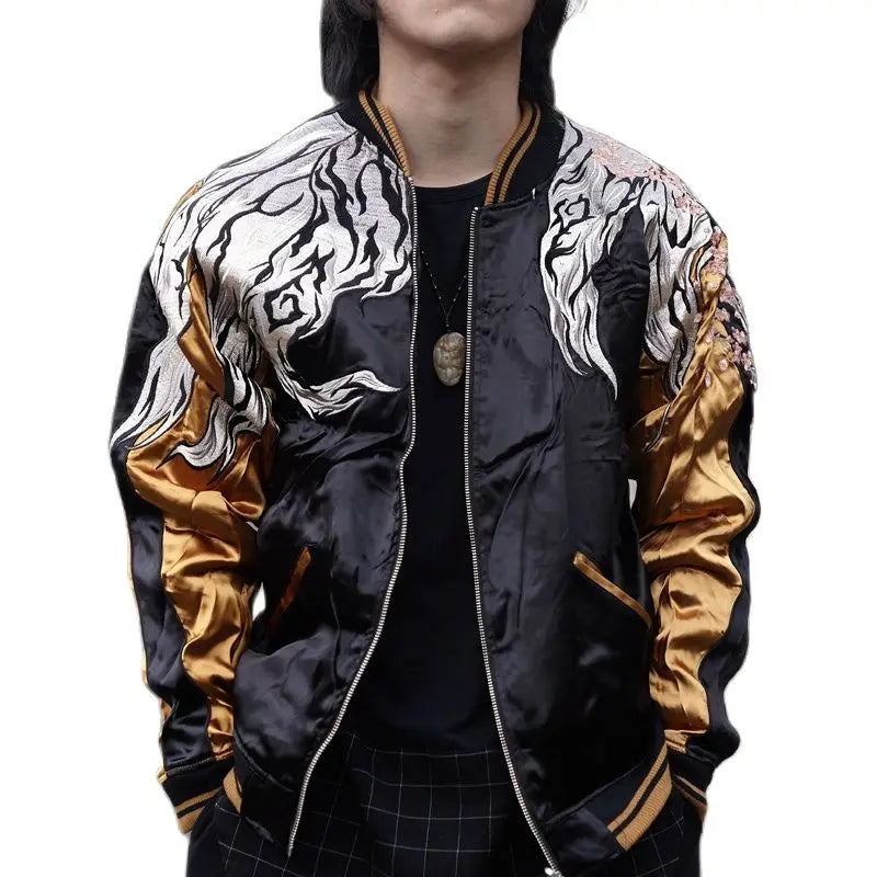 Japanese Fox Embroidered Sukajan - Sublimation Jacket ( Recreated Edition )