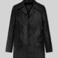 Sylvester Stallone Rocky 2 Black Leather Trench Coat – front view