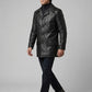 Sylvester Stallone Rocky 2 Black Leather Trench Coat – close-up and worn views
