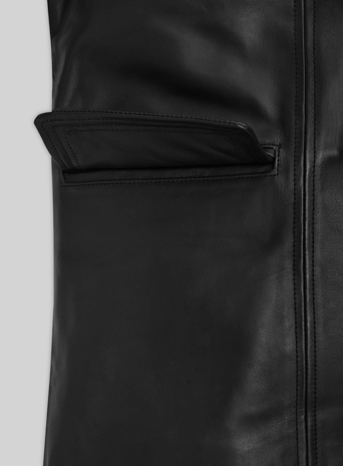 Sylvester Stallone Rocky 2 Black Leather Trench Coat – close-up and worn views