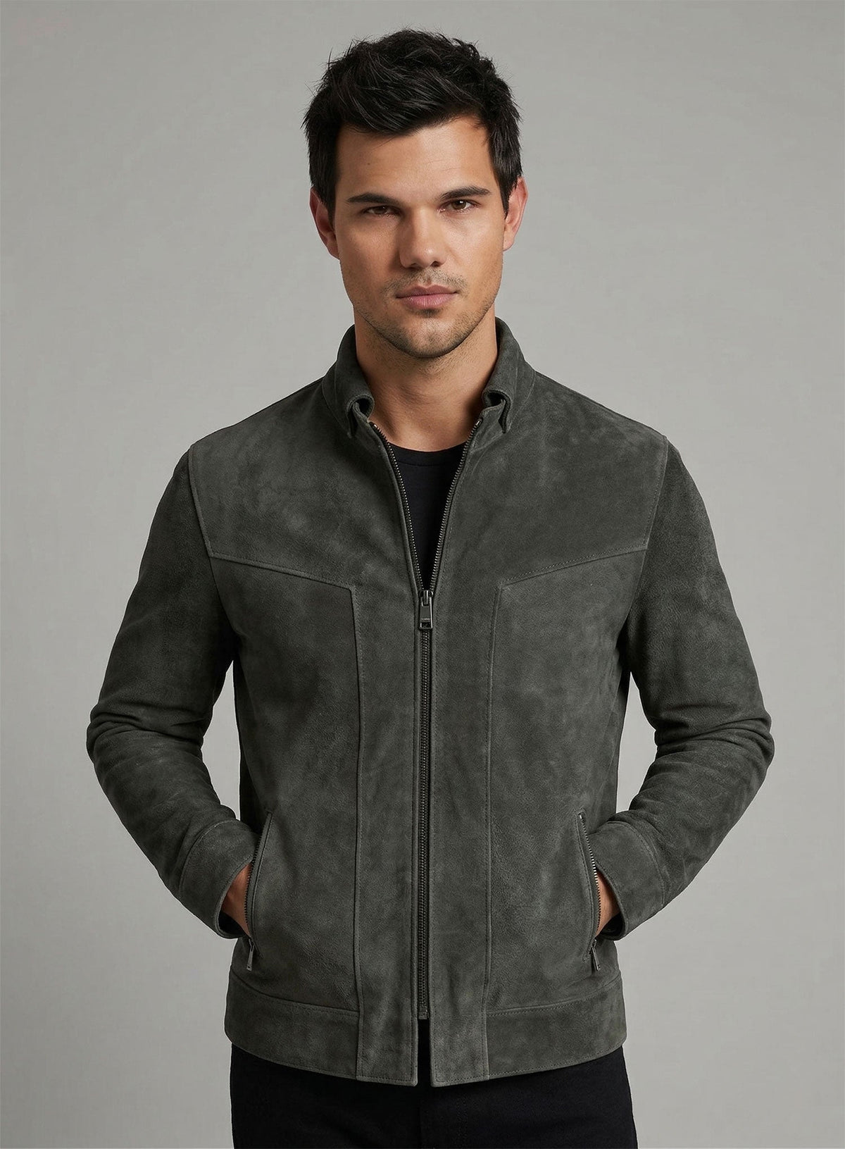Taylor Lautner Black Leather Jacket – alternate view