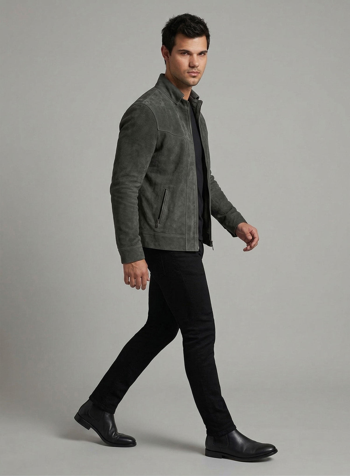 Taylor Lautner Black Leather Jacket – full product view