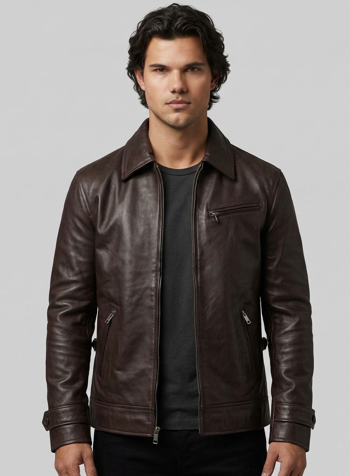Taylor Lautner The Twilight Saga Black Leather Jacket – alternate view