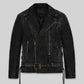 Terminator 2 Black Leather Biker Jacket in black Napa leather, product view 1