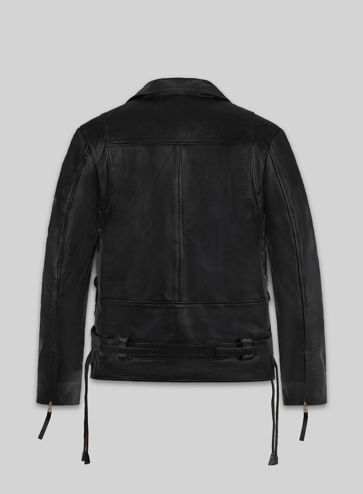 Terminator 2 Black Leather Biker Jacket in black Napa leather, product view 2