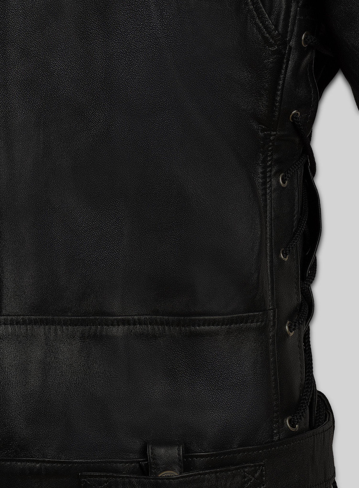 Terminator 2 Black Leather Biker Jacket in black Napa leather, product view 4