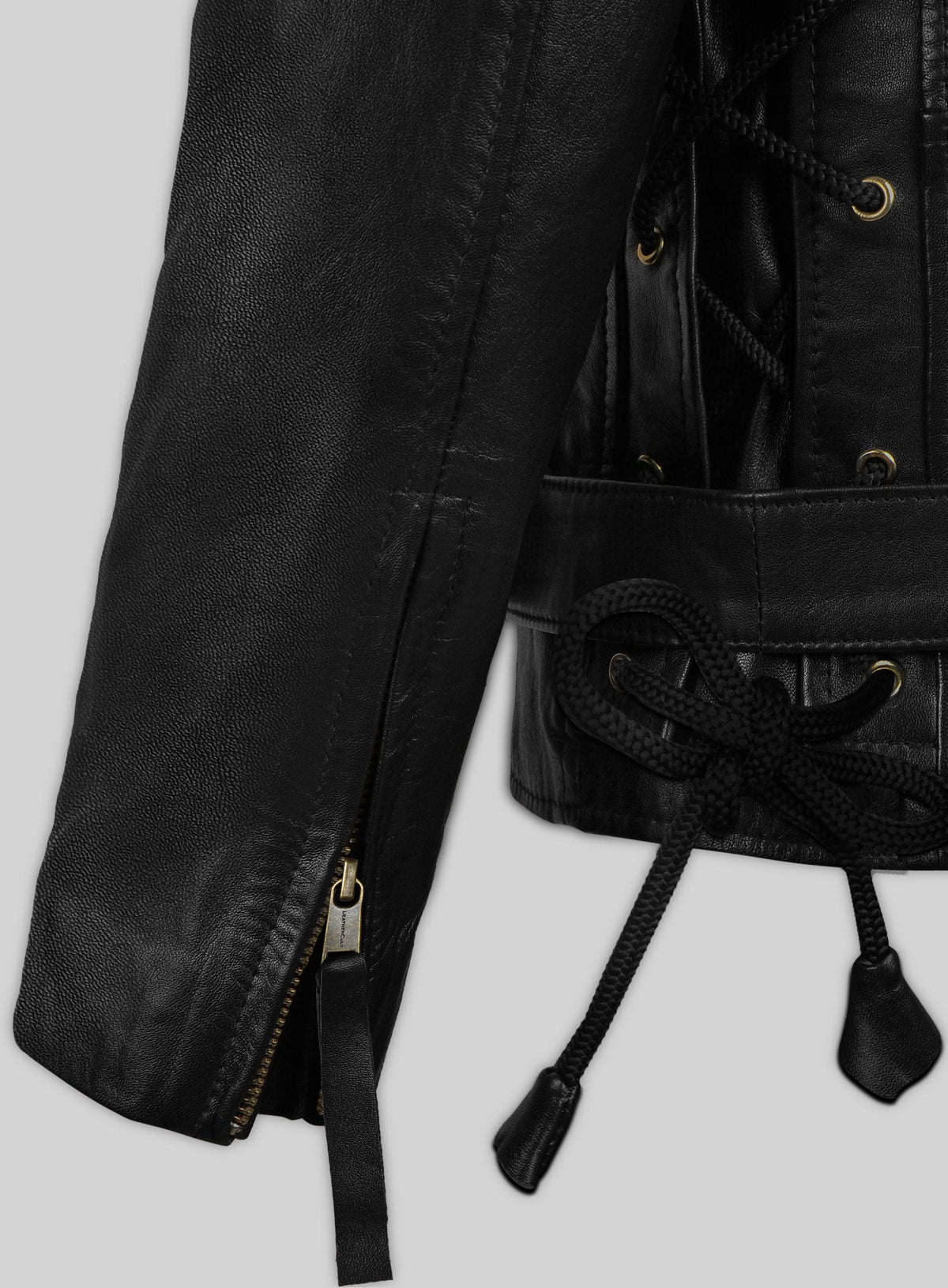 Terminator 2 Black Leather Biker Jacket in black Napa leather, product view 5