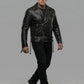 Terminator 2 Black Leather Biker Jacket in black Napa leather, product view 8
