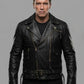 Terminator 2 Black Leather Biker Jacket in black Napa leather, product view 7