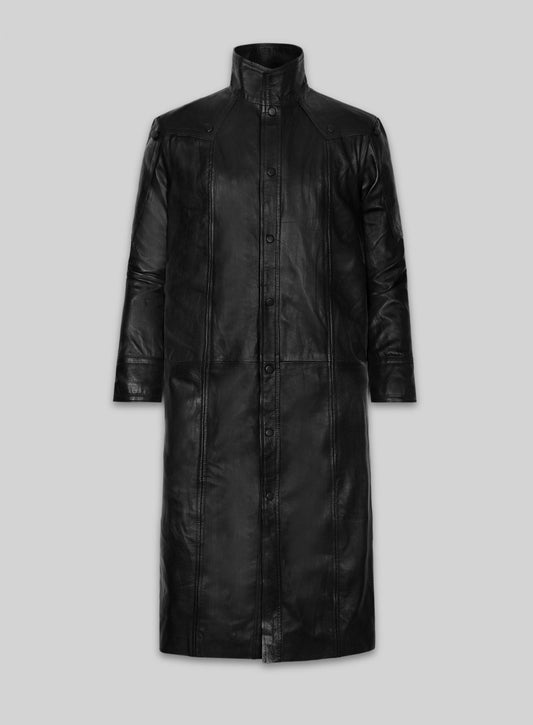 The Avengers Nick Fury Black Leather Trench Coat – front view