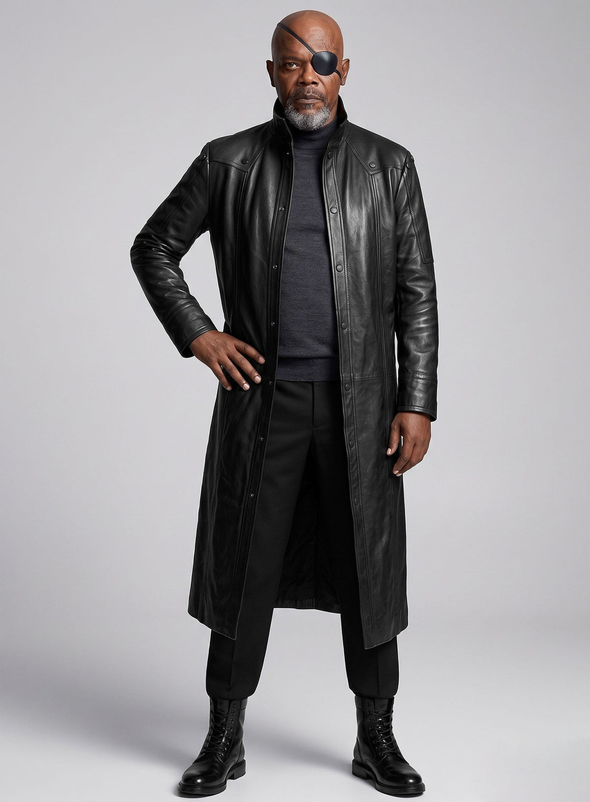 The Avengers Nick Fury Leather Trench Coat view 2
