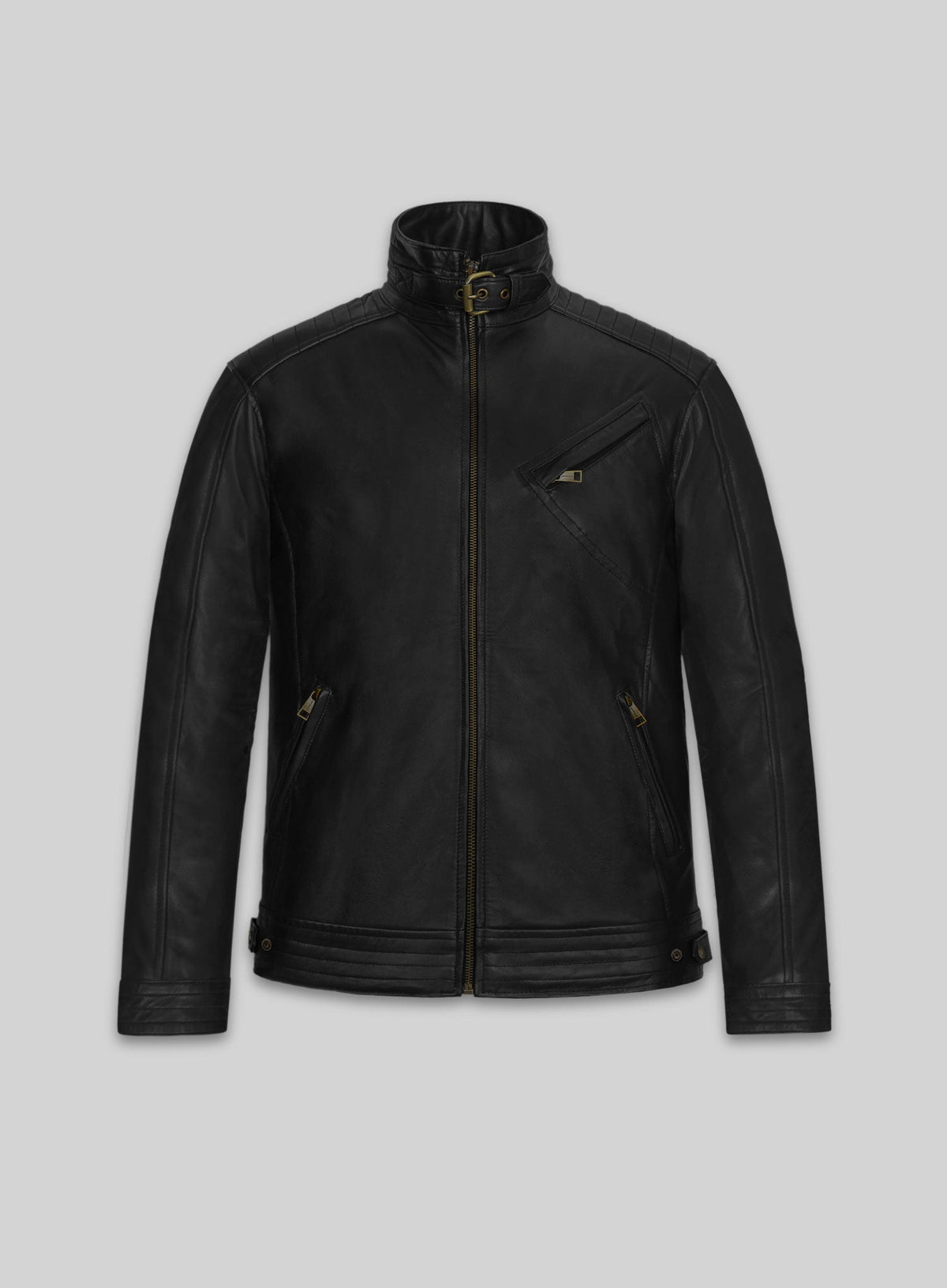 The Bourne Legacy Jeremy Renner Black Leather Jacket – front view